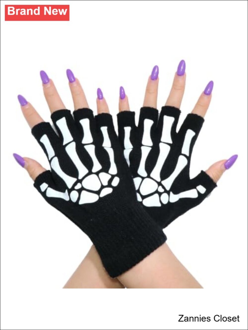 👻 Fingerless Skeleton Gloves Glow in the Dark Halloween Costume Accessory